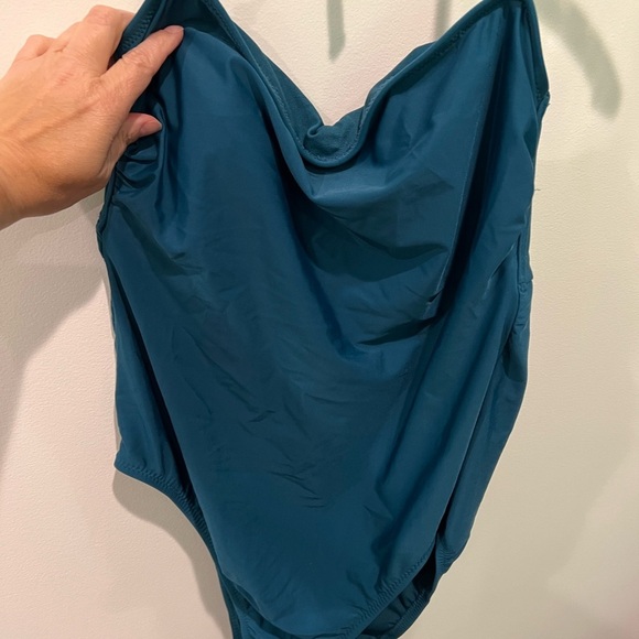 Shade & Shore Teal Once Piece Bathing Suit Size XL Tie Neck and Back - Picture 2 of 13